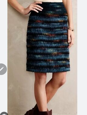 Anthropologie Maeve Feathered Wool Multicolor Striped Women's Skirt